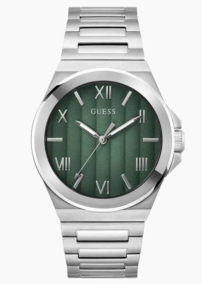 Guess 44mm Mens Silver Tone Green dial GW0789G1